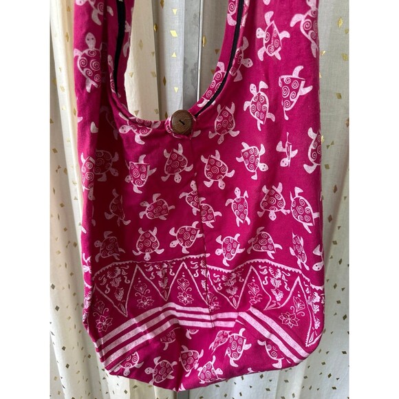 Unbranded 100% Cotton Tropical Turtle All Over Sling Oversized Crossbody Bag - Picture 4 of 11